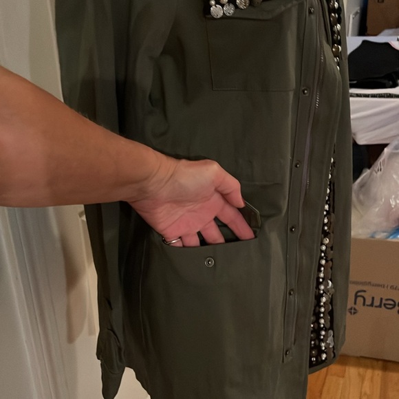 Sweet Rain Large army green 3/4 jacket embellished zipper & snaps - Picture 16 of 16